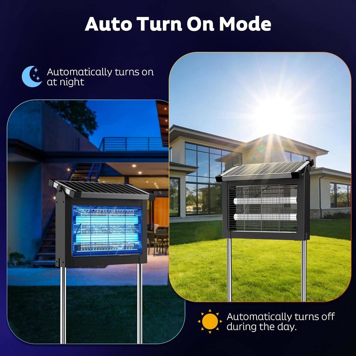 Auto Turn On Mode  
Automatically turns on at night  
Automatically turns off during the day.
