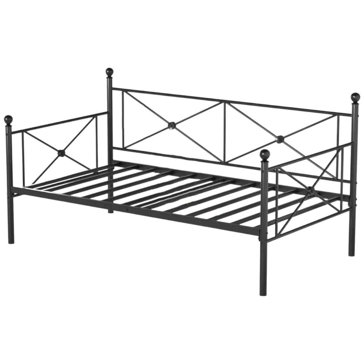 Front. SlickBlue - Heavy-Duty Metal Daybed – Classic White Frame for Bedroom or Dorm Room - Black.