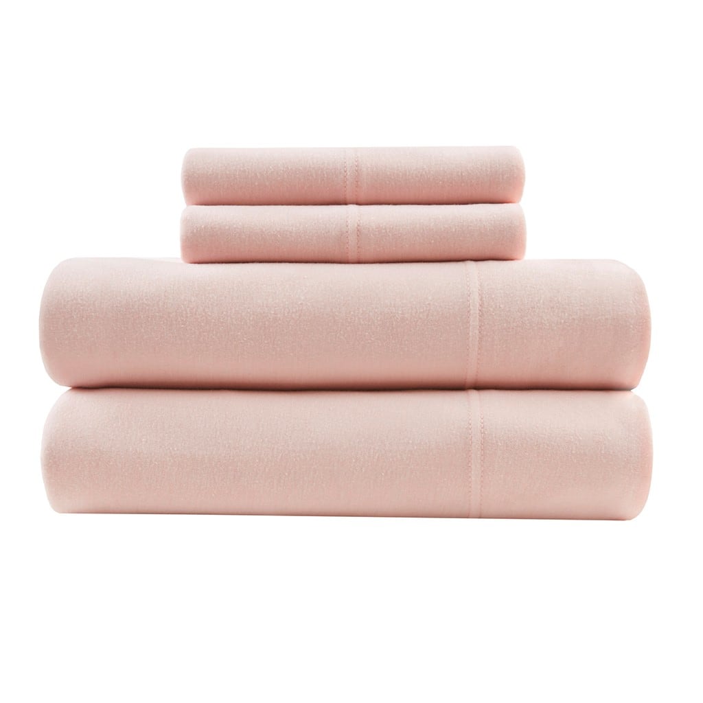 Photos - Bed Linen Mills Gracie  - Atlas All-Season Cotton Blend Jersey Knit Sheet Set - Blush 4642-02DI 