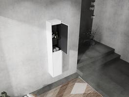 TinyHomie - 12in Bathroom Side Cabinet 2-Soft Close Doors Float Mounting Design 12x2 KD-Packing - White