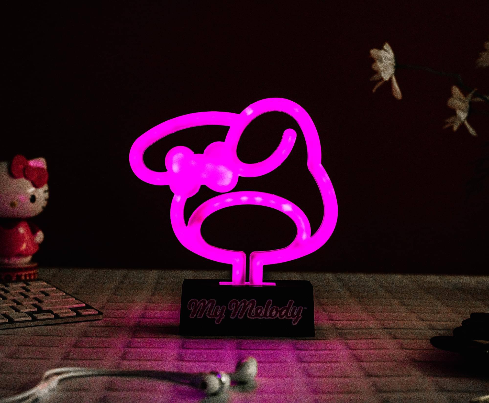 Alt View 5. Silver Buffalo - Sanrio My Melody Silhouette 7-Inch LED Neon Mood Light - Pink.