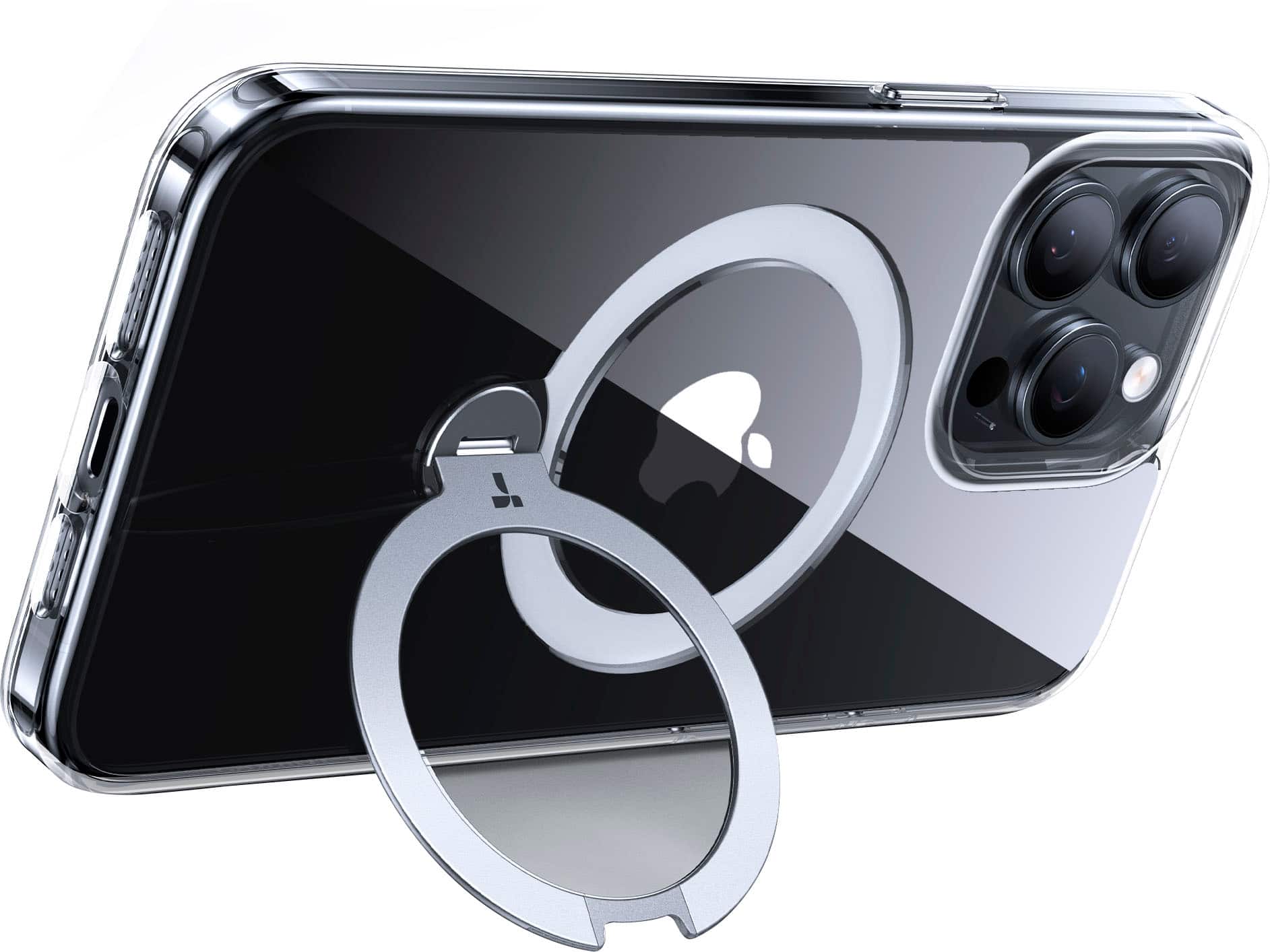 Alt View 2. TORRAS - UPRO Ostand Spin 360° Magnetic Stand Military Grade Shockproof & MagSafe-Compatible Case for Apple iPhone 15 Pro Max - Clear.