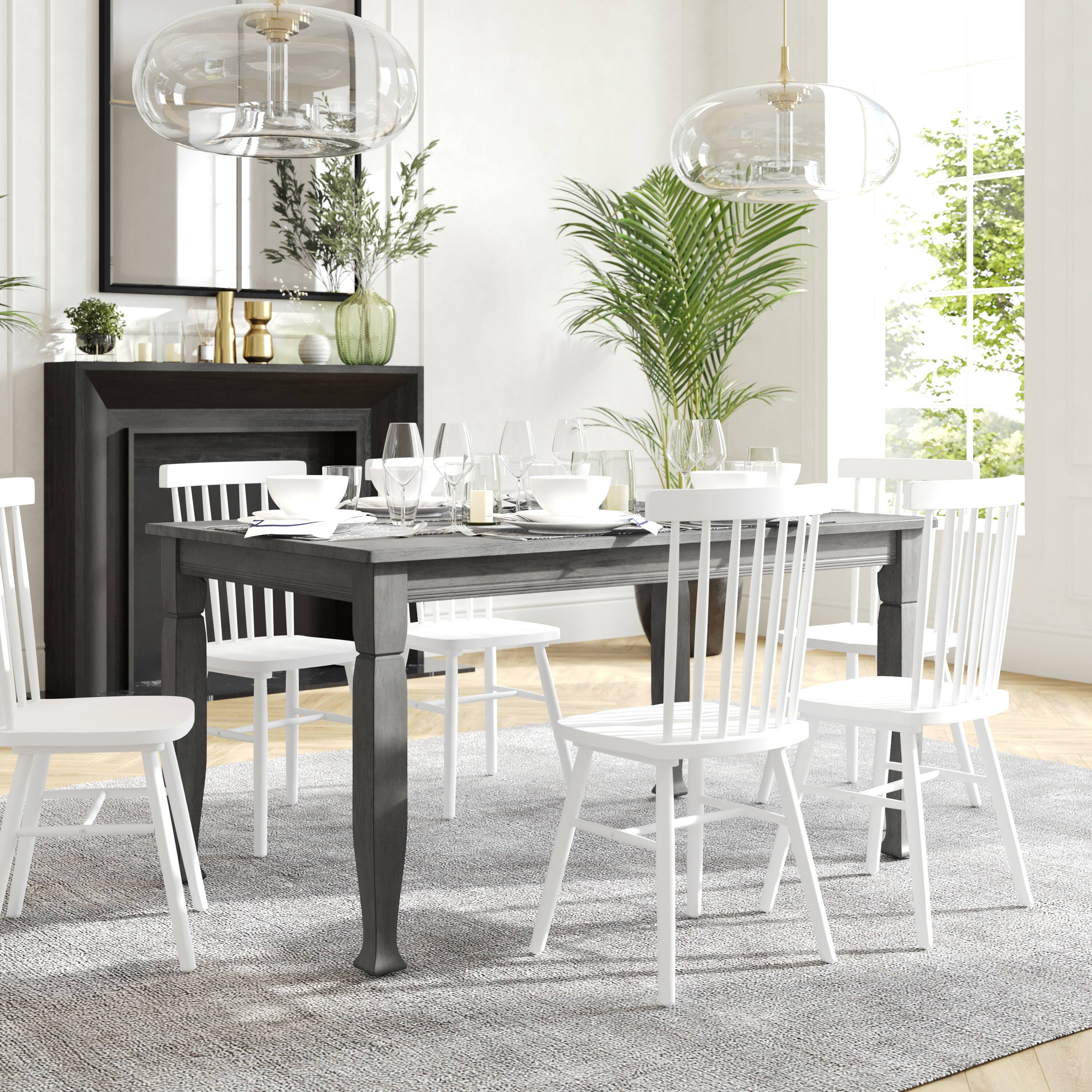 Alt View 1. Flash Furniture - Grace 60" Solid Wood Dining Table with Turned Wooden Legs, Commercial Grade Heavy Duty Rectangle Wood Table for 6, Antiq - Gray.