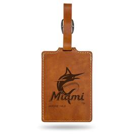 Jardine - Miami Marlins Ultra Suede Luggage Tag - Brown