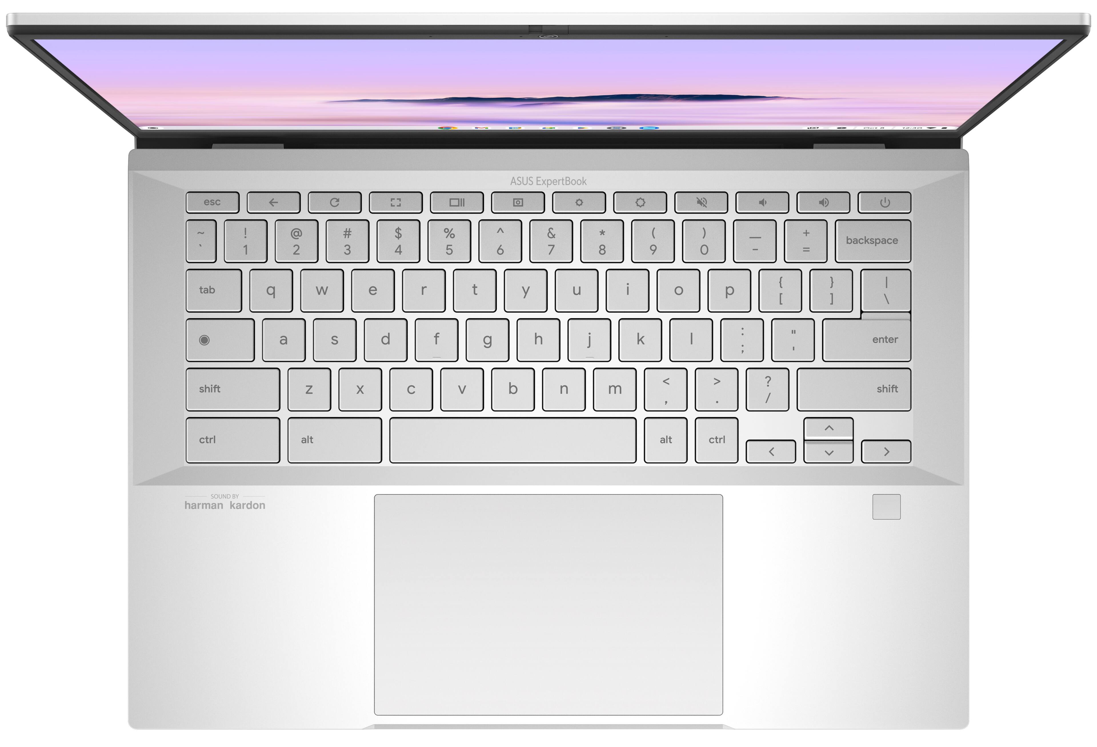 ASUS ExpertBook USC  d | 1 2 # 3 $ 4 % 5 A 6 & 7 * 8 ( 9  0 |  + = backspace tab q W e r t y u i o p [ : I | / a S d f g h j k | - : a - enter shift Z x C V b n m < - > d ? / shift ctrl alt alt ctrl < A V > OUND d harman kardon