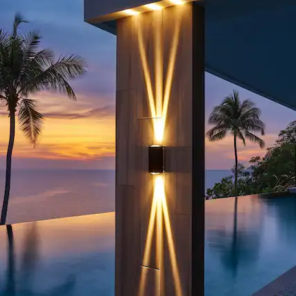 Front. Favorite Garden - LED Waterproof Outdoor Beam Wall Light - Black.