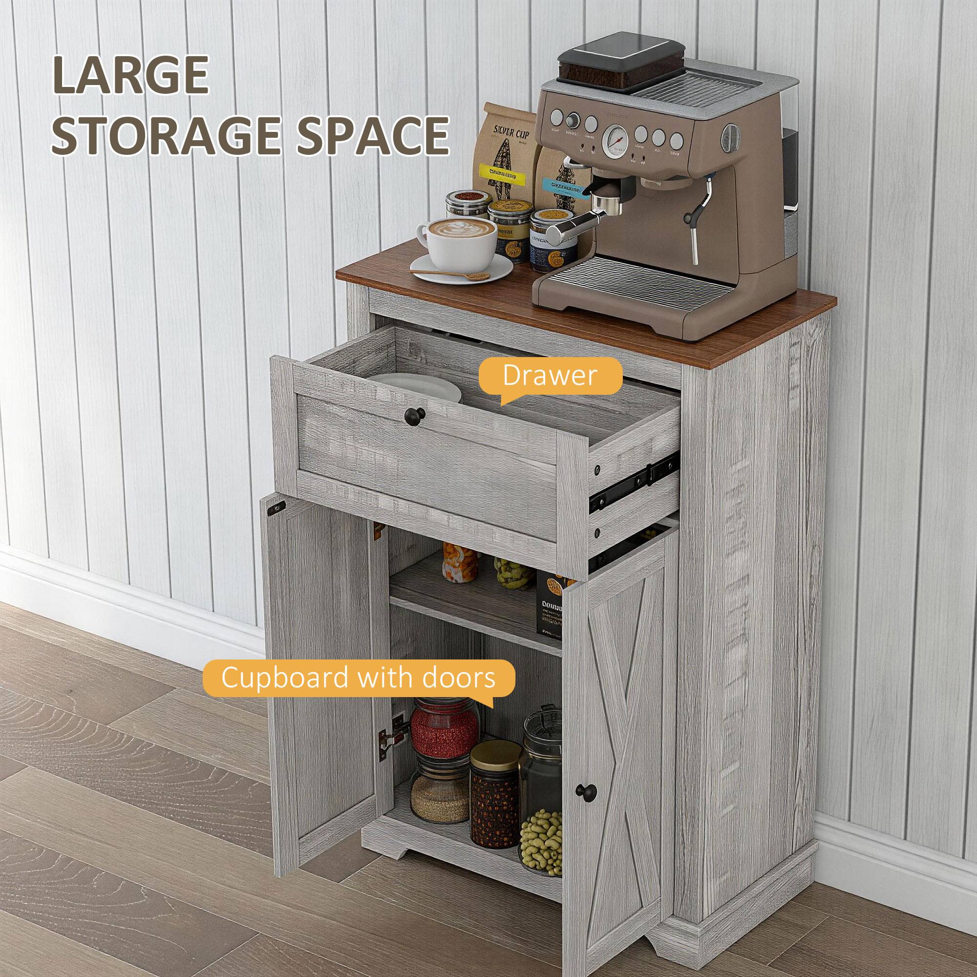 LARGE STORAGE SPACE  
Drawer  
Cupboard with doors