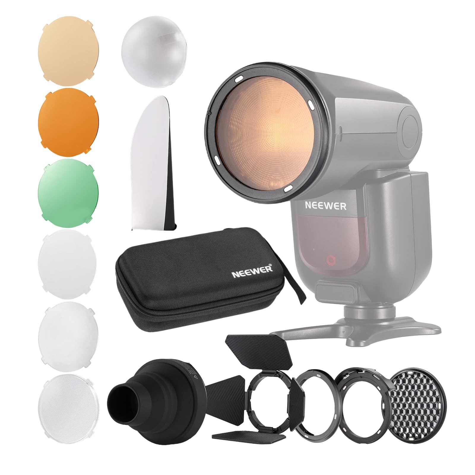 Neewer - Magnetic Flash Modifier Kit for Godox V1 & Round Head Speedlites, 14pc