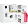 Front. Siljoy - White Corner Play Kitchen with Ice Maker, Washing Machine, Apron, Accessories, for Ages 3‑6, Tons of Counter Space - White.