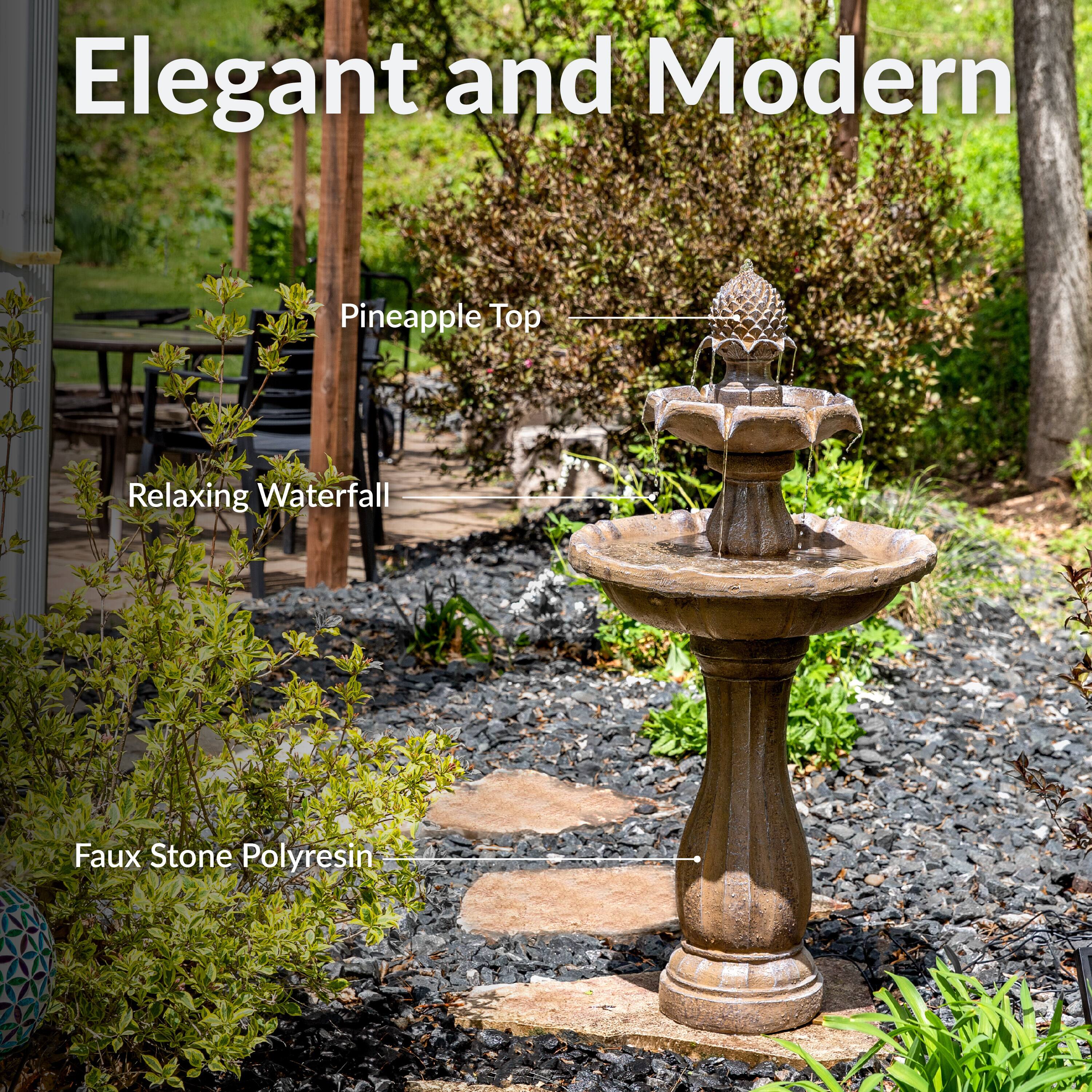 Elegant and Modern

- Pineapple Top
- Relaxing Waterfall
- Faux Stone Polyresin