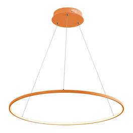 Jonathan Y - Brice 35" Modern Contemporary Metal Round Dimmable Integrated LED Pendant - Orange