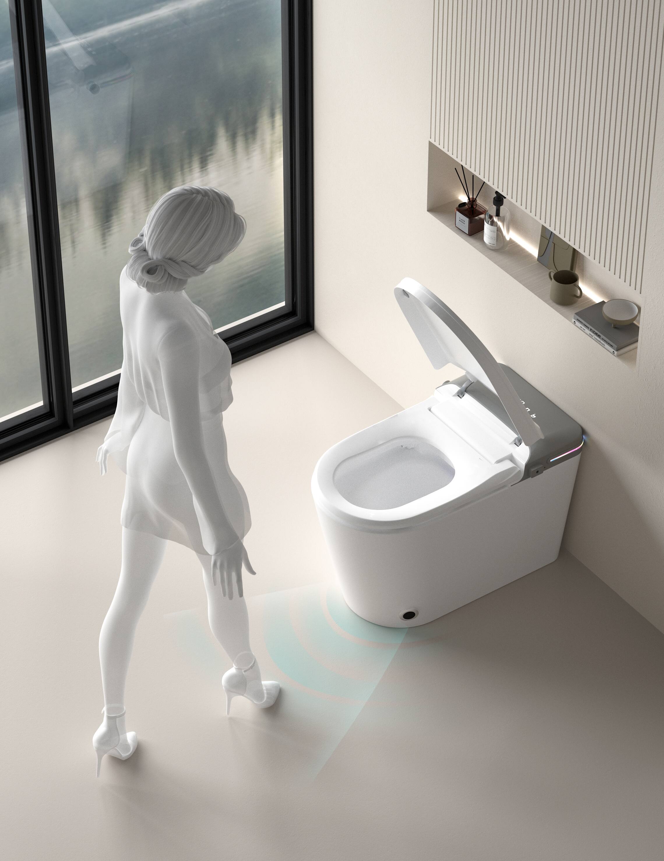 Alt View 2. Tiramisubest - Smart Bidet Toilet with Remote,Tankless Toilet with LED Display,Auto Open/Auto Heated,Warm Water And Dry,Off Seat Flush - White.