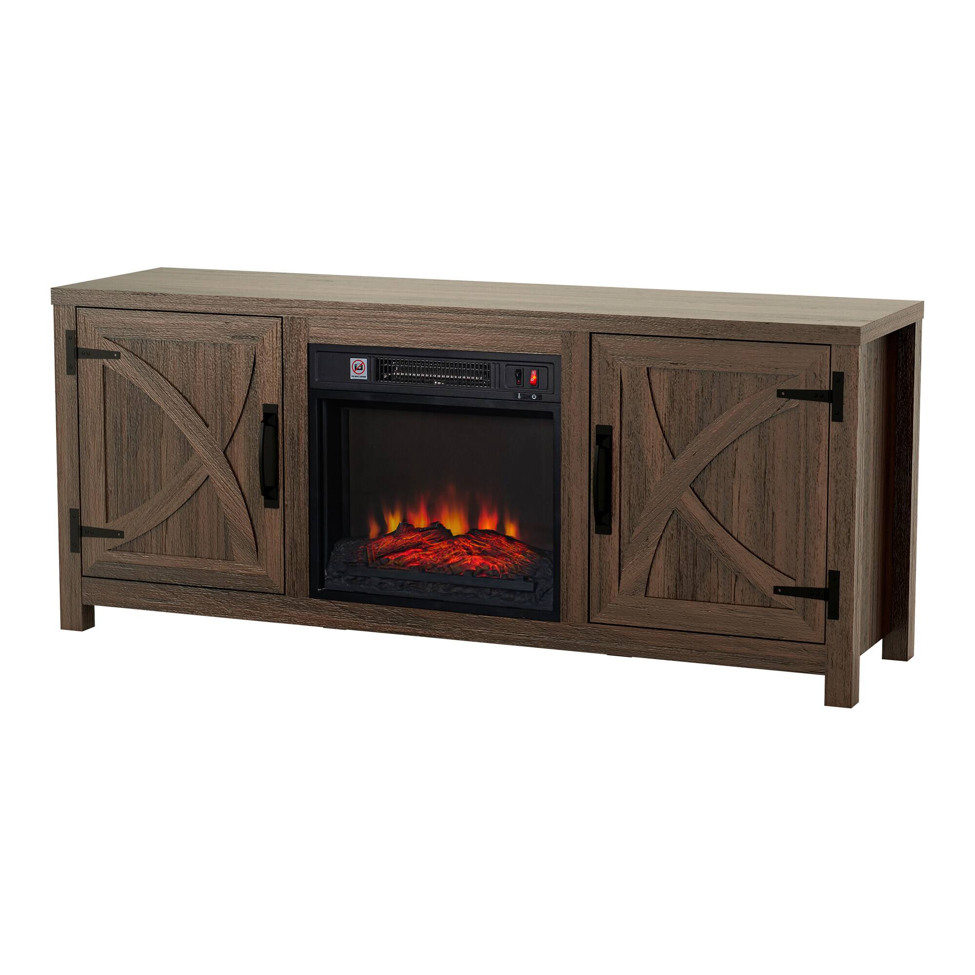 Alt View 8. Ihomeadore - 58" Modern TV Stand with 18" Electric Fireplace, Storage Media Console for TVs up to 65" - Brown.