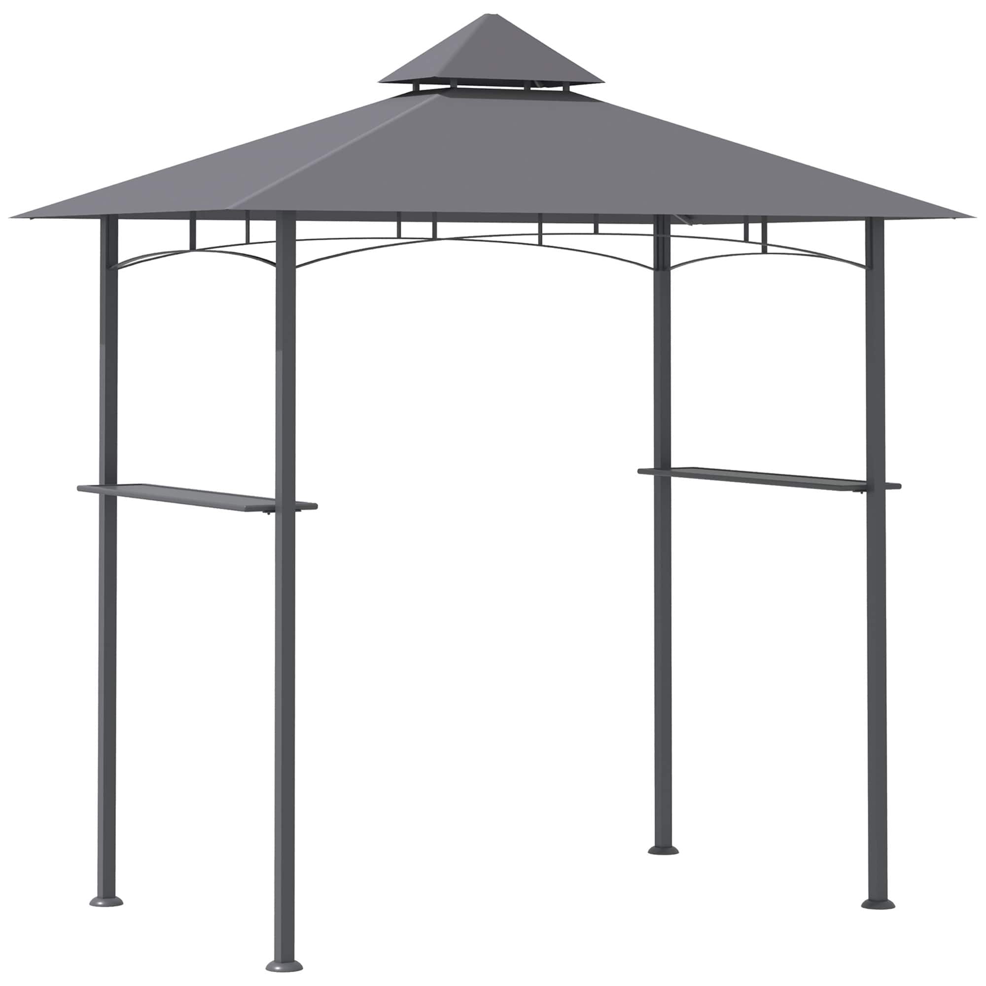 Outsunny - x 5' Grill Gazebo with Double Roof - Gray