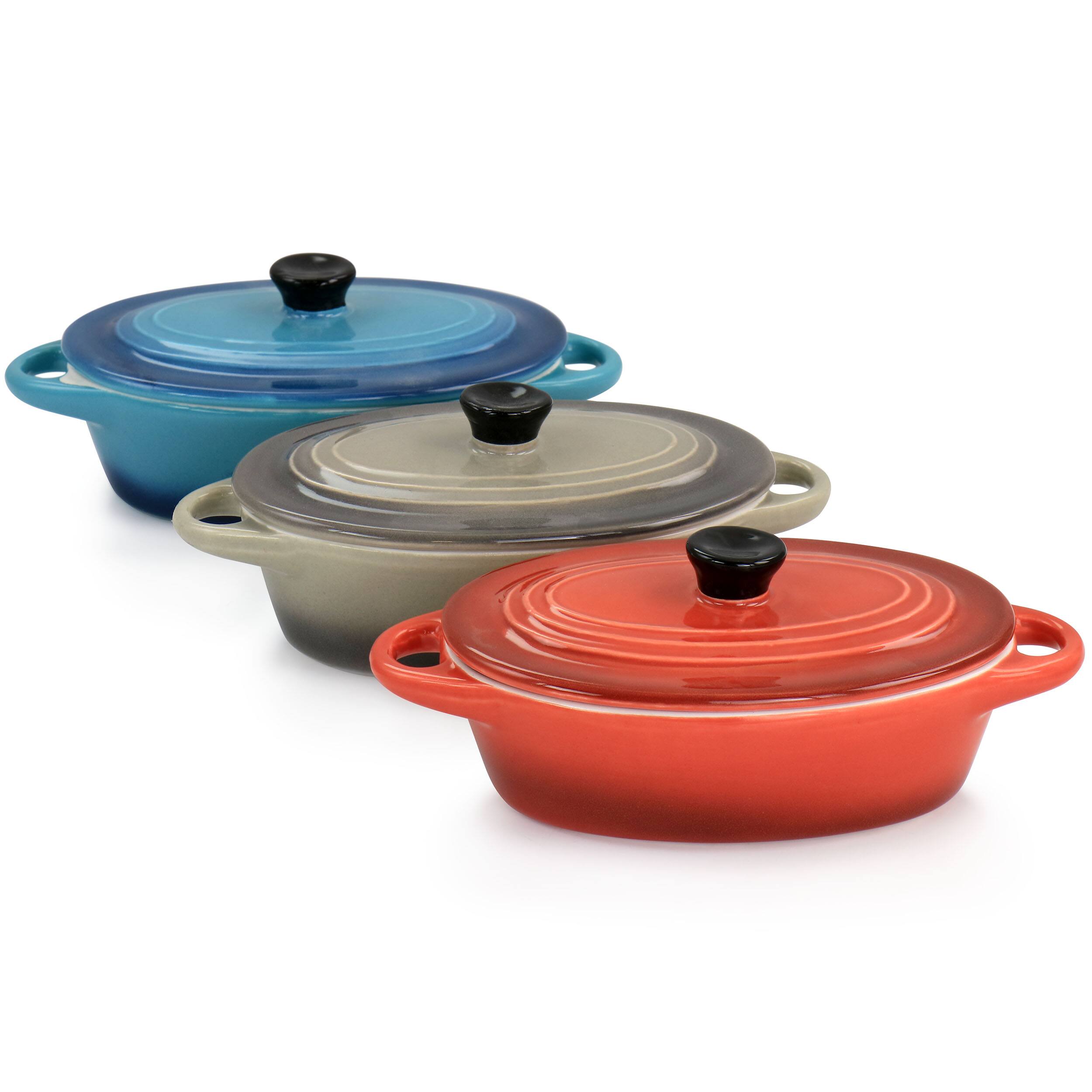 Alt View 1. Crock-Pot - Crockpot Wexford 3 Piece 6.7oz Stoneware Mini Oval Casserole Set in Assorted Colors - Assorted.