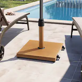 Crestlive Products - 43 lbs Adjustable steel frame Concrete filling Patio Umbrella Base with Wheels - Brown