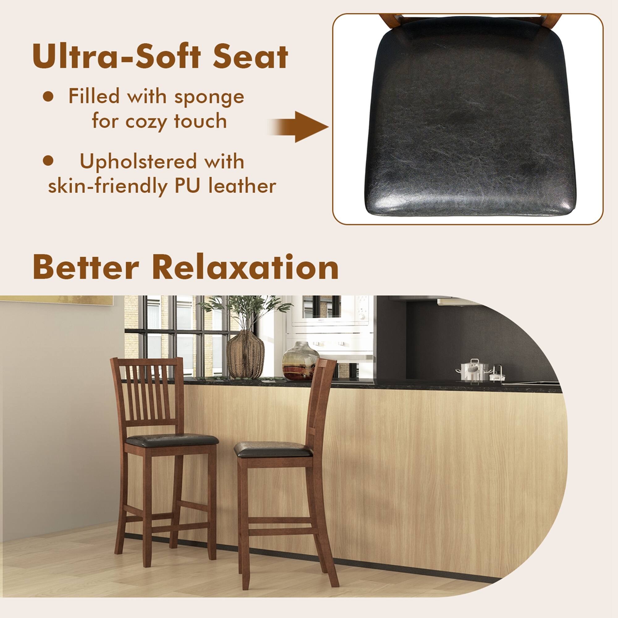 Ultra-Soft Seat Filled with sponge for cozy touch Upholstered with skin-friendly PU leather Better Relaxation