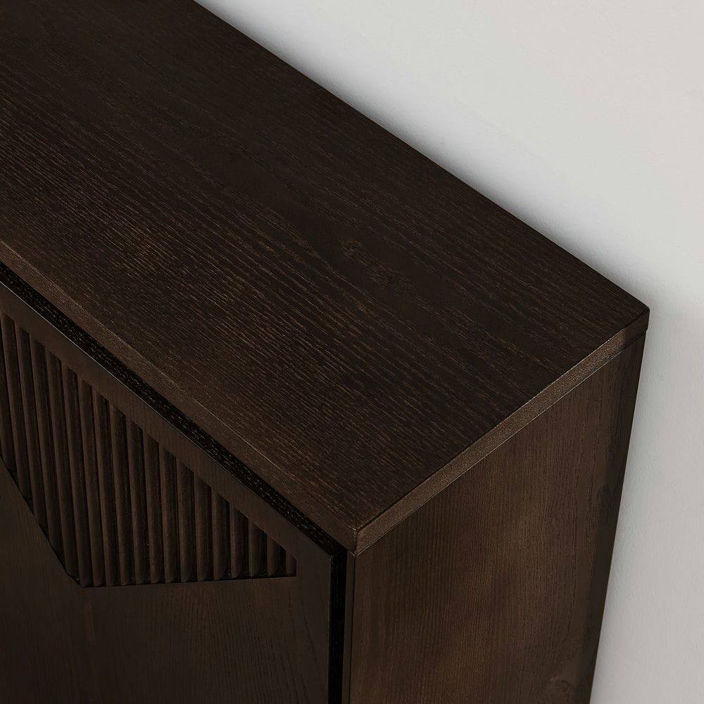 Alt View 1. Kadyn - Mid-Century V-Shape Narrow Sideboard and Storage Cabinet - Dark Walnut - Brown.