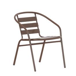 Emma + Oliver - Metal Restaurant Dining Stack Chair with Aluminum Slats - Bronze