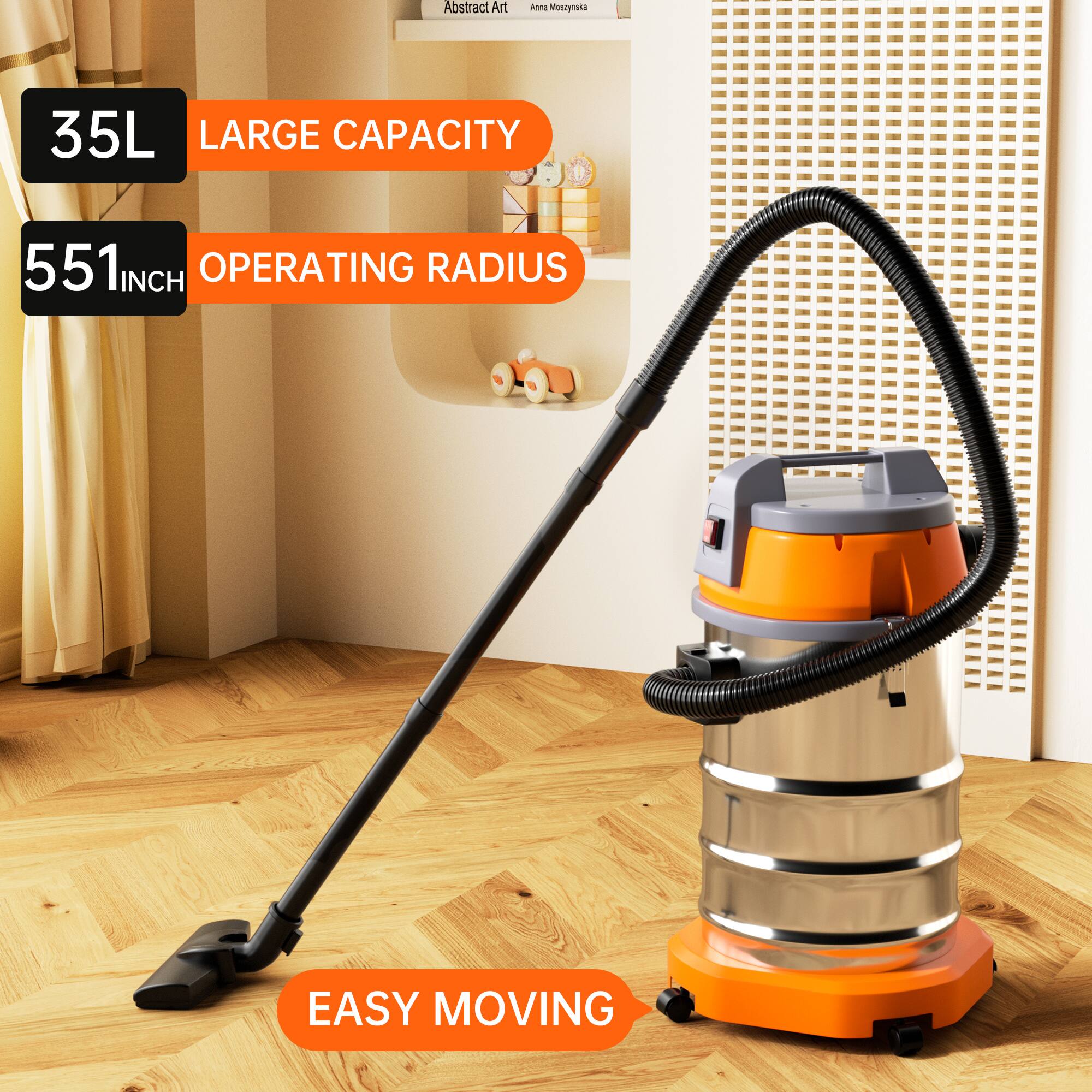 Topteng ​​8HP 3200W 2 in 1 Wet/Dry Vacuum 10Gal Stainless Tank