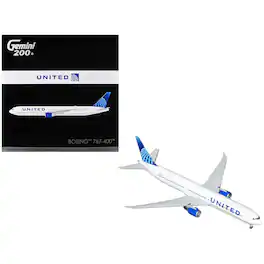 Boeing 767-400 Commercial Aircraft "United Airlines" White with Blue Tail Graphics 1/200 Diecast Model by GeminiJets