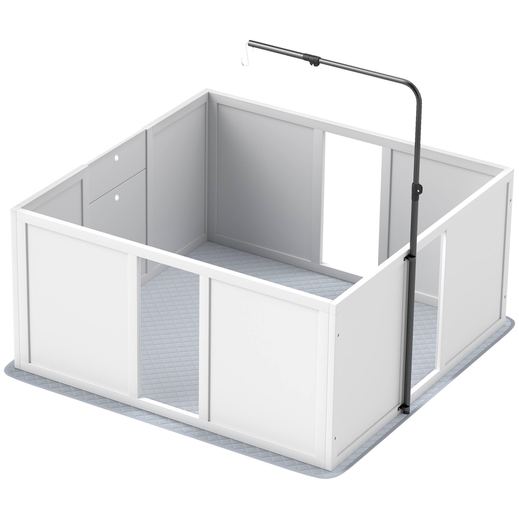 Alt View 6. Siljoy - Dog Whelping Box with Retractable Light Stand, Waterproof Pad & Adjustable Door, 39" x 38" - White.