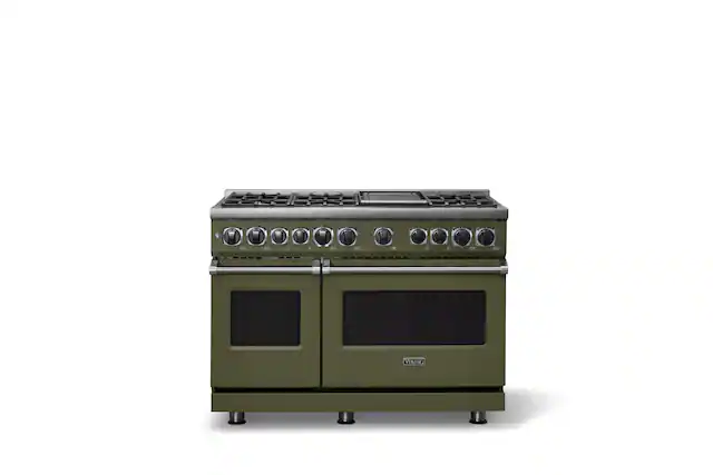 Front. Viking - 48 in. Wide 6 Burner Dual Fuel Sealed Burner Range with Griddle - Martini.