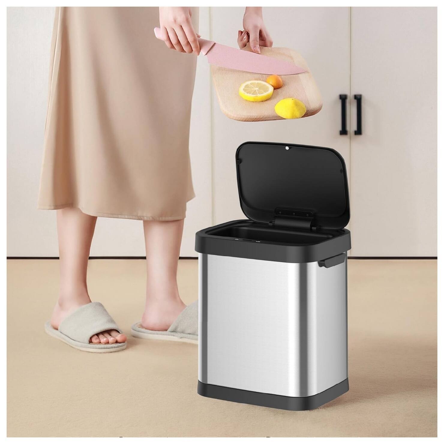 Alt View 4. GARVEE - Automatic Trash Can - 8 Gallon/30 Liter Touchless Smart Stainless Steel Waste Can with Lid - Silver.
