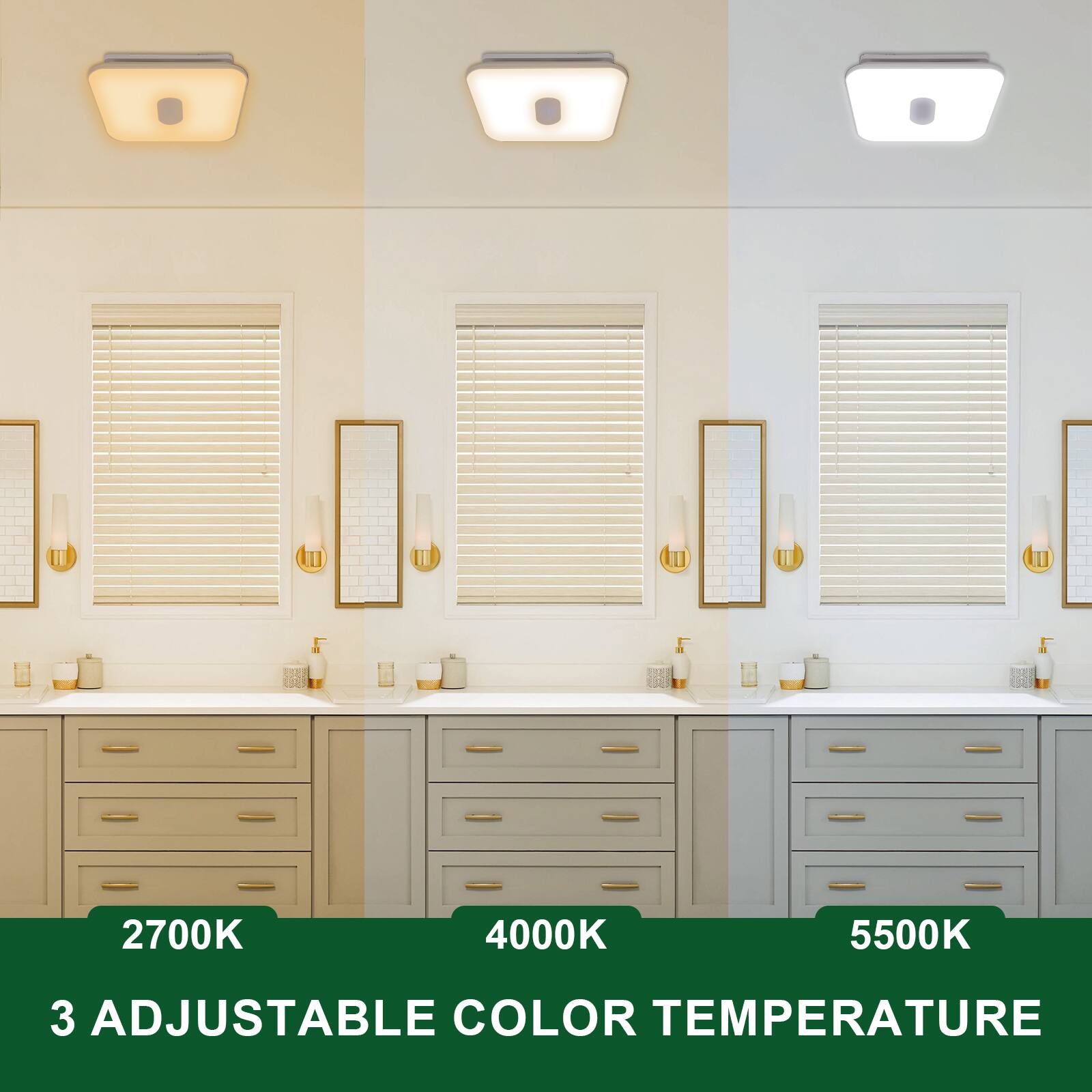 2700K  
4000K  
5500K  

3 ADJUSTABLE COLOR TEMPERATURE