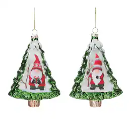 BreeBe - Gnome Pine Tree Ornament (Set of 12) - Red, Green, White