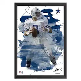 Sporticulture - Troy Aikman Dallas Cowboys 14" x 20" Brush Stroke Player Framed Art Print - Multicolor