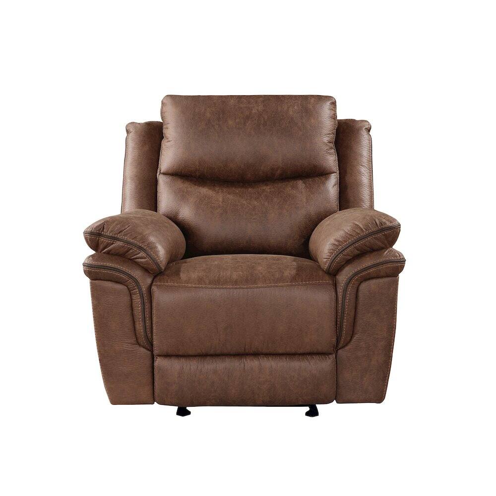 Angle. New Classic Furniture - Ryland Glider Recliner- Brown - Brown.