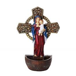 Pacific Trading - Madonna and Child Holy Water Font Religious Sacrament Wall Decor 6.75 inches - Multicolor