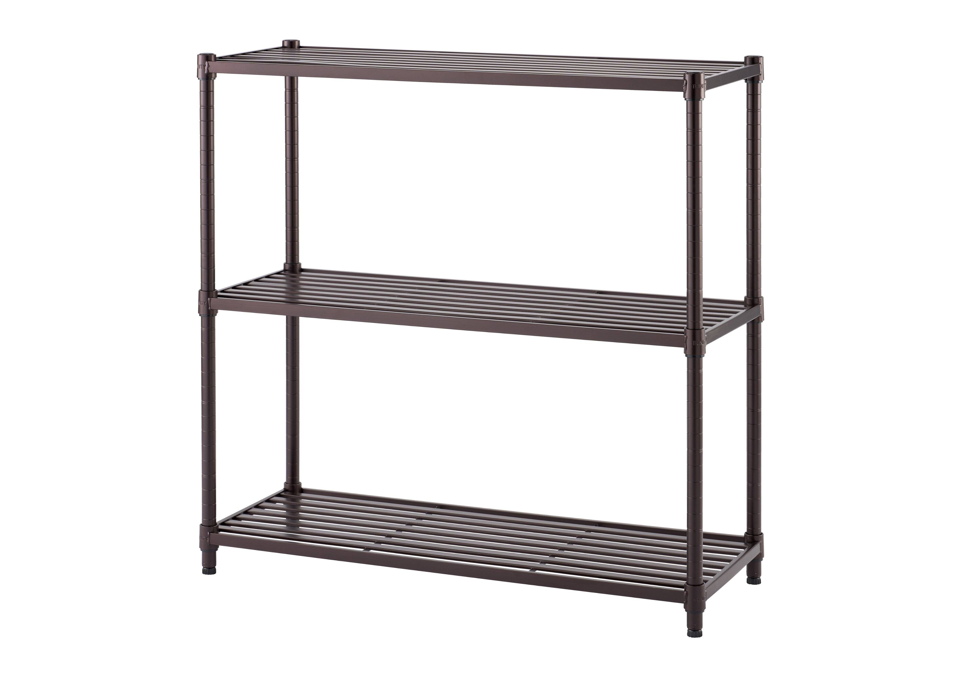 Left. TRINITY - 3-Tier 36x14x35 Slat Shelving Dark Bronze - Dark Bronze.