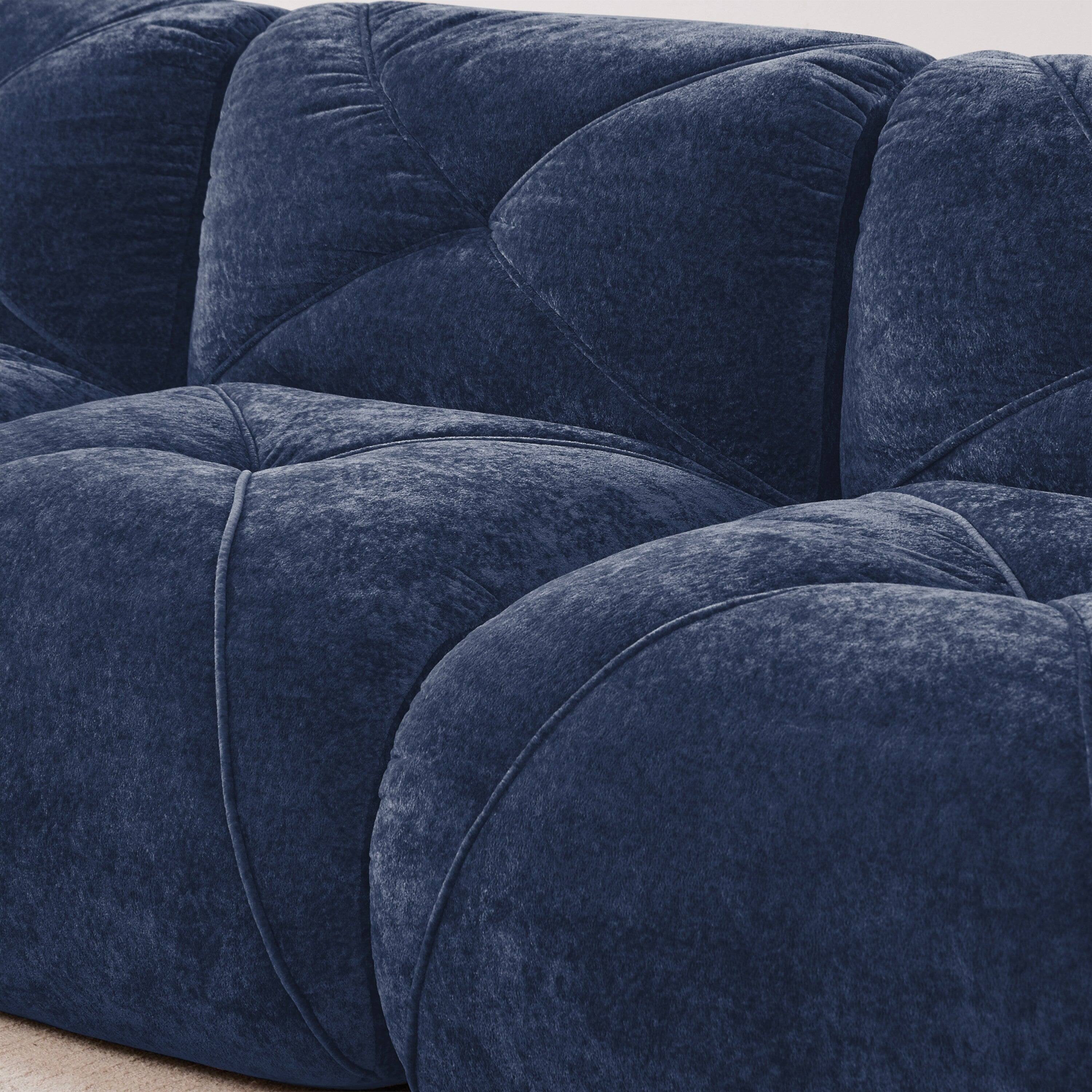 Alt View 5. Boyel Living - 140in Velvet Tufted Sofa 32D High Density Sponge Ergonomic Anti Slip No Assembly Living Room Theater Blue - Blue.