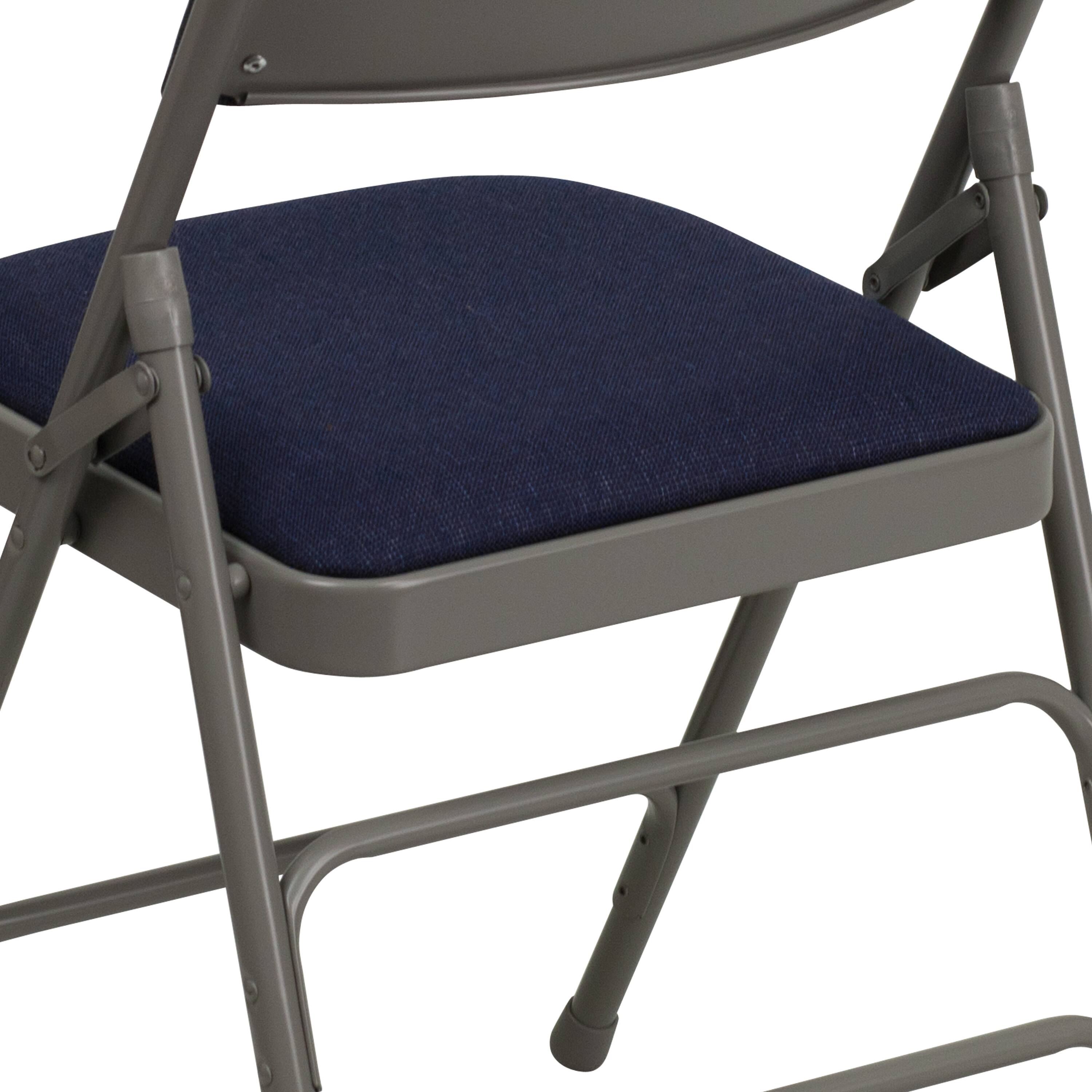 Alt View 9. Emma + Oliver - 2 Pack Home & Office Portable Party Events Padded Metal Folding Chair - Navy Fabric/Gray Frame.