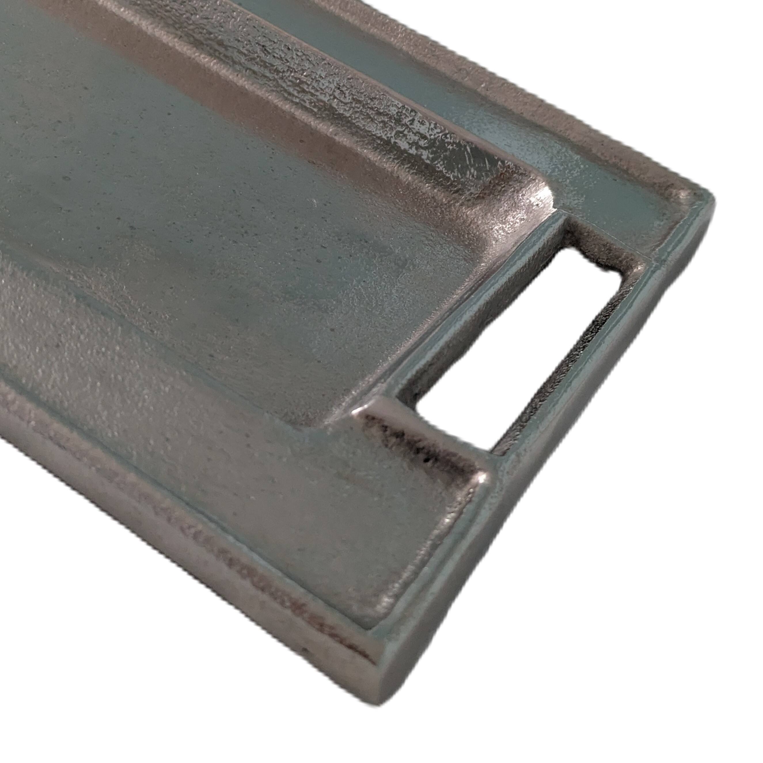 Left. Jiallo - Rectangular tray with cut handle: 23x8" - Silver.