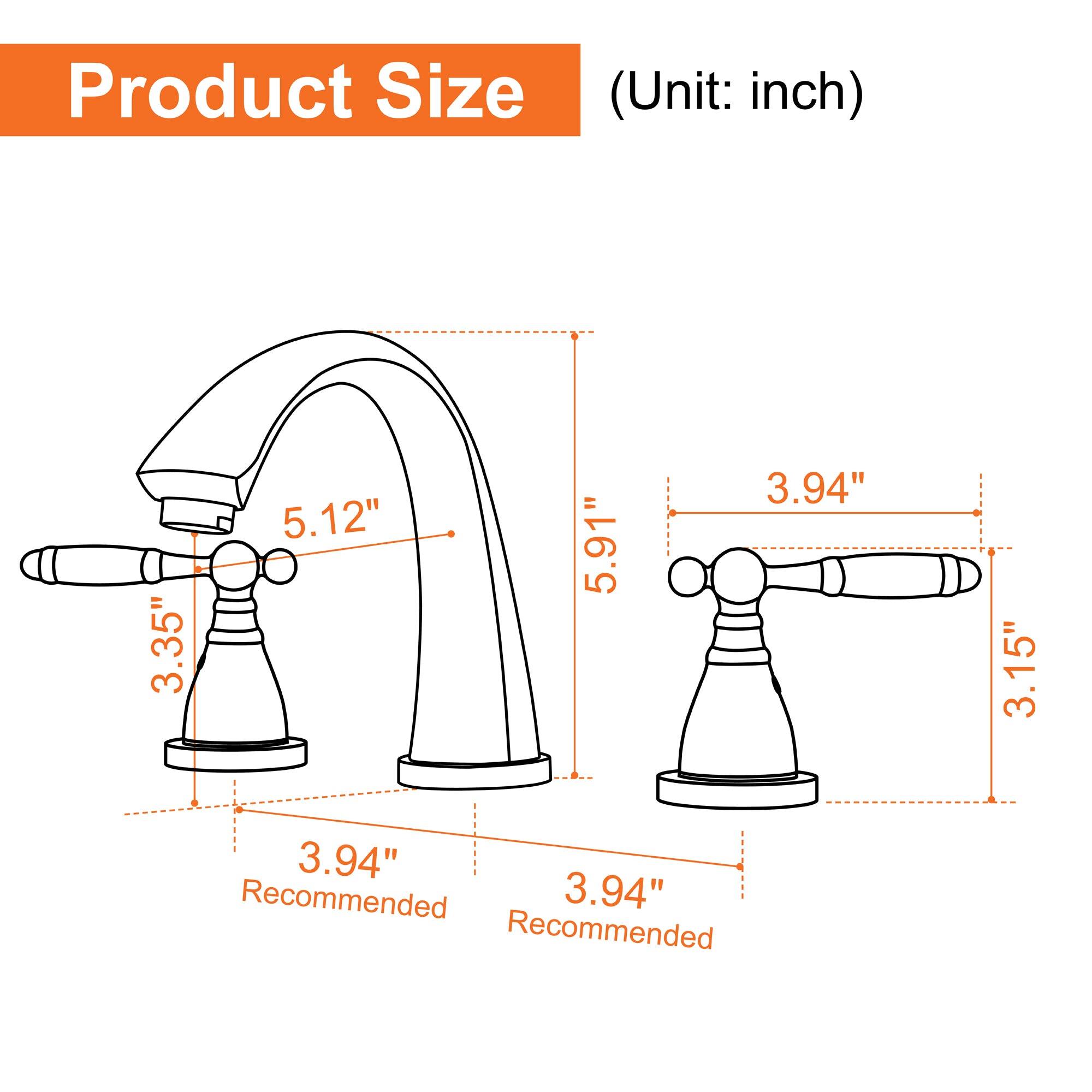 Product Size (Unit: inch)

- 3.35"
- 5.12"
- 5.91"
- 3.94"
- 3.15"
- 3.94"

Recommended: 3.94"