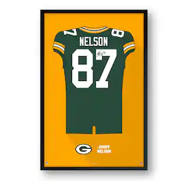 Sporticulture - Jordy Nelson Green Bay Packers Framed 14" x 20" Retired Jersey Art Print - Multicolor