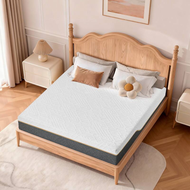 Angle. Dyonery - Gel Memory Foam Mattress,Double Sided Sleeping Mattress,Medium Firm to Firm Plush Feel,for Cool Night & Pressure Relief - White.