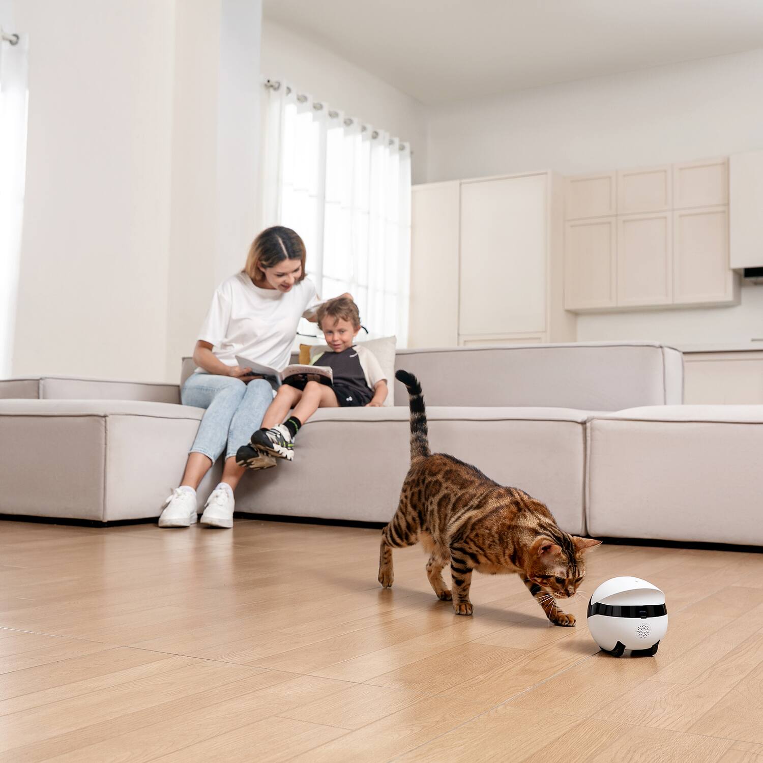 Alt View 10. Enabot - EBO 2S FamilyBot, 2.5K Resolution, AI Tracking, Scheduled Patrols, Pet Entertainment, Charging Dock - White.