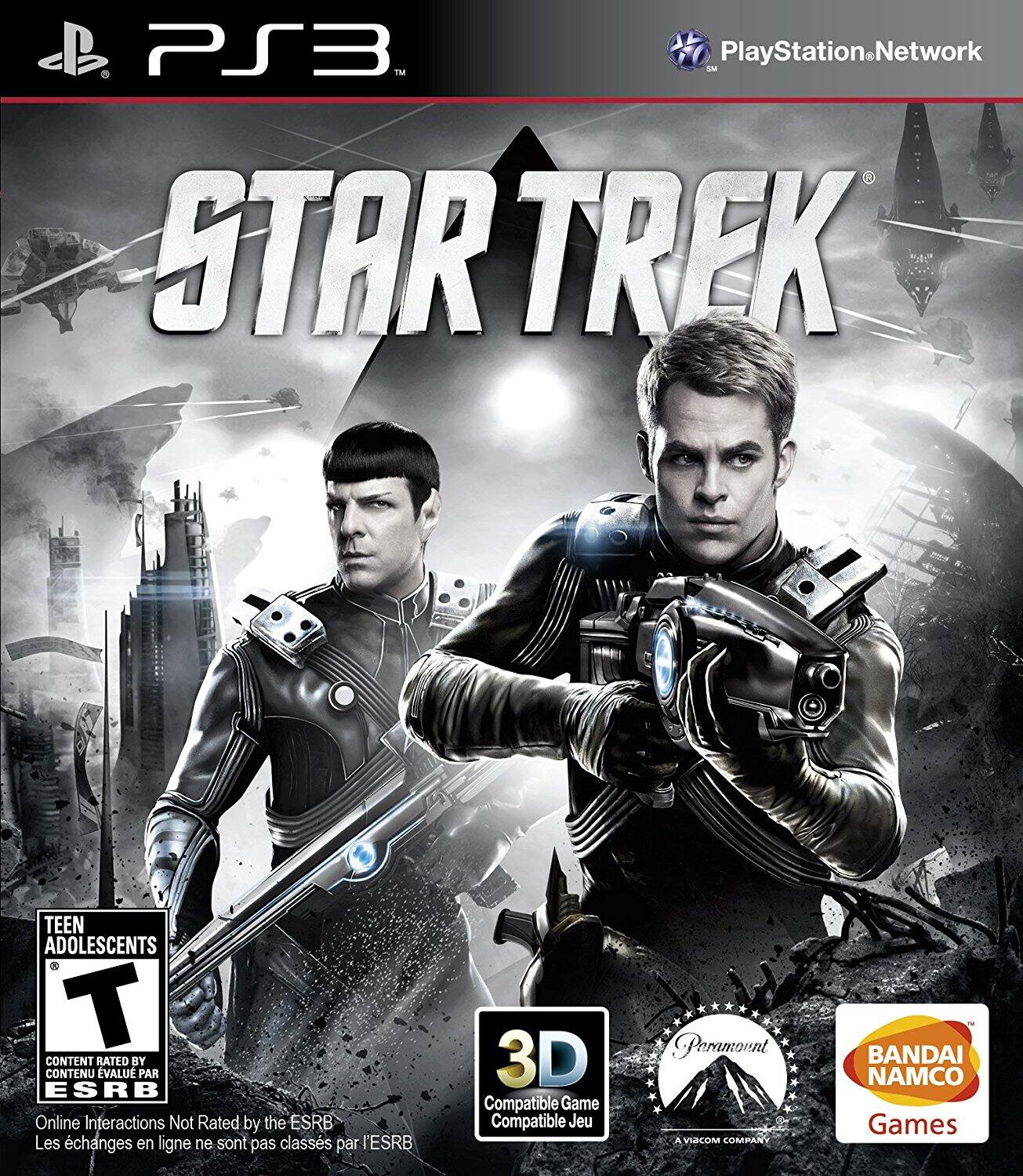 PS3™  
PlayStation Network  
STAR TREK  

TEEN ADOLESCENTS  
CONTENT RATED BY ESRB  
Online Interactions Not Rated by the ESRB  
Les échanges en ligne ne sont pas classés par l'ESRB  

3D Compatible Game  
Compatible Jeu  

Paramount  
A VIACOM COMPANY  

BANDAI NAMCO Games