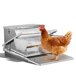 Winado - Metal Chicken Coop Food Dispenser for Ducks Geese Chicken Treadle Poultry Feeder Garden - Silver