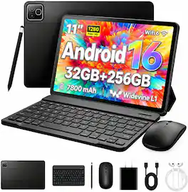 URAO - Android 16 Tablet 11 Inch 32GB RAM 256GB ROM Widevine L1 WiFi Camera Touch Table - Black