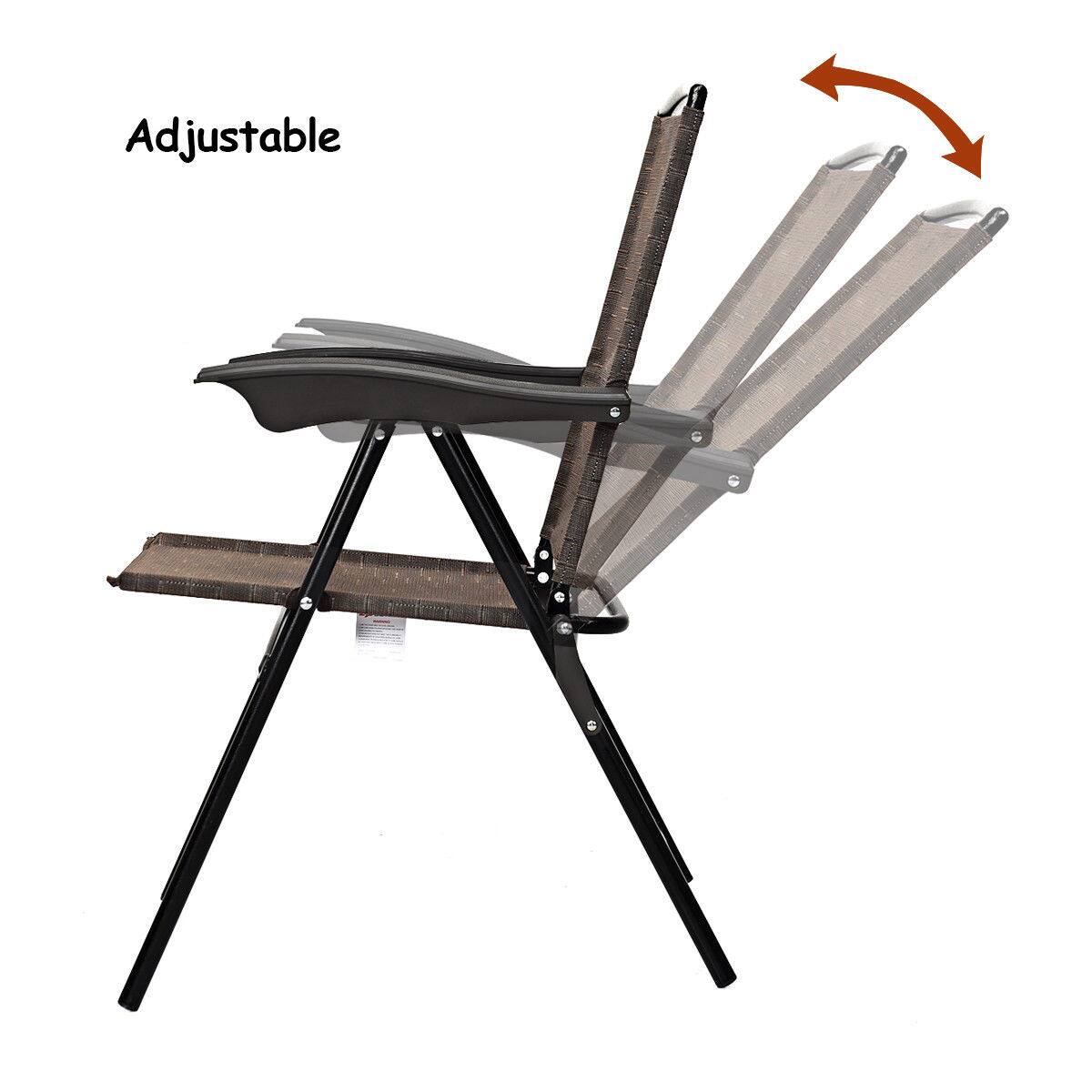 Alt View 5. Gymax - Gymax 4PCS Adjustable Folding Fabric Chair Powder Coated Steel Tube Frame Indoor Outdoor - Black + brown.