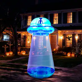 Joyfy - 9FT Tall UFO Inflatable Halloween Decoration – Built-in LEDs for Yard, Garden, Lawn & Outdoor Party Displays - colorful