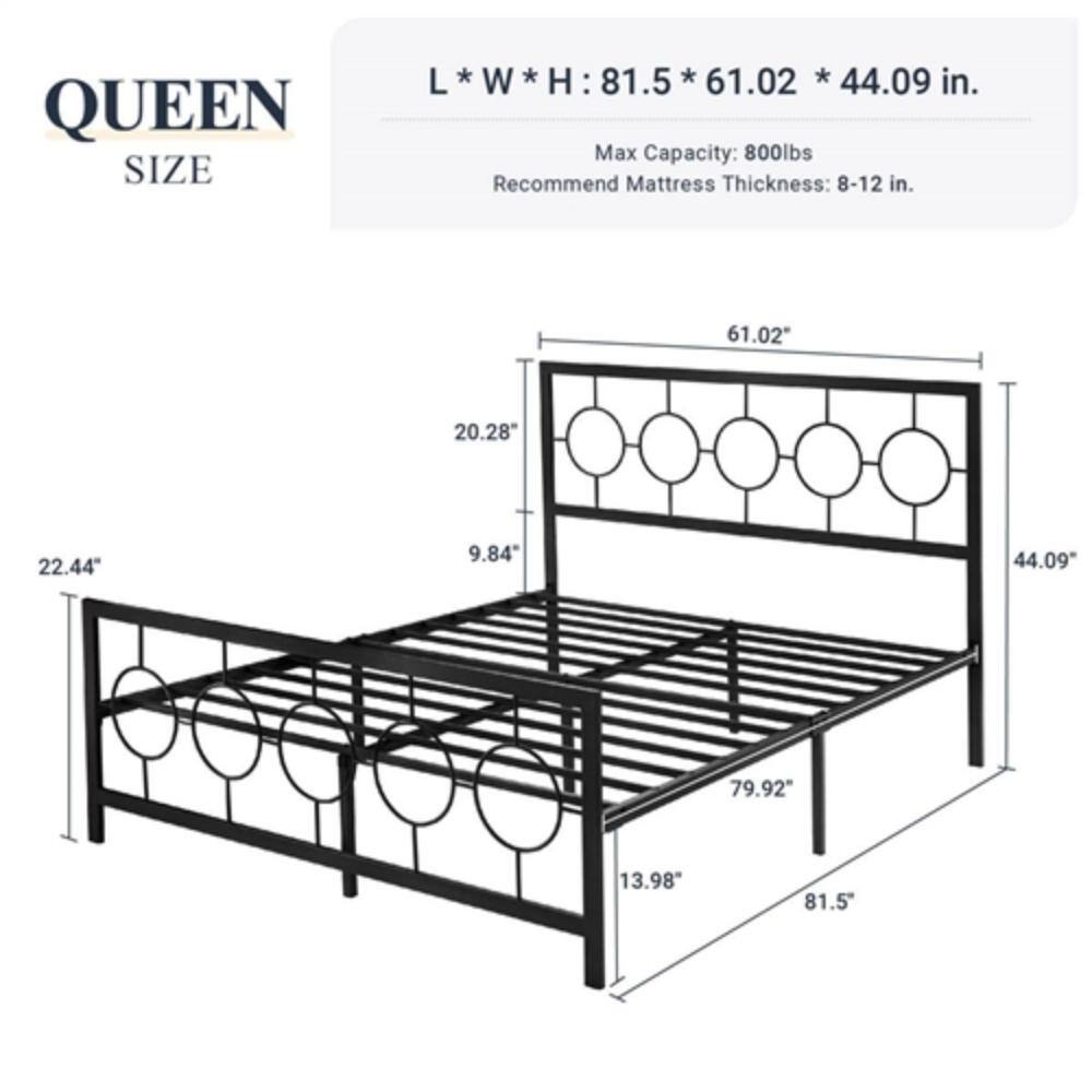 QUEEN SIZE

L * W * H: 81.5 * 61.02 * 44.09 in.

Max Capacity: 800 lbs

Recommend Mattress Thickness: 8-12 in.

- 61.02"
- 20.28"
- 22.44"
- 9.84"
- 44.09"
- 79.92"
- 13.98"
- 81.5"