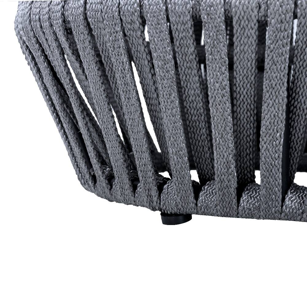 Alt View 5. Loheer - Loheer Outdoor Side Table Acacia Wood Rope Design Teak Finish - Grey.