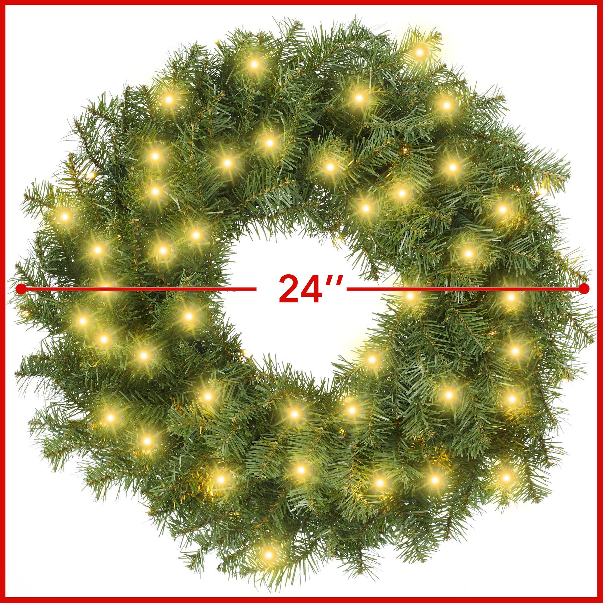 Alt View 4. Casafield - Green Fir Artificial Holiday Christmas Wreath Holiday Décor - Green White Lights.
