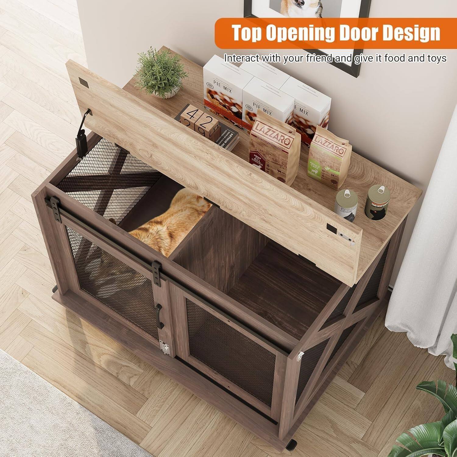 Top Opening Door Design  
Interact with your friend and give it food and toys
